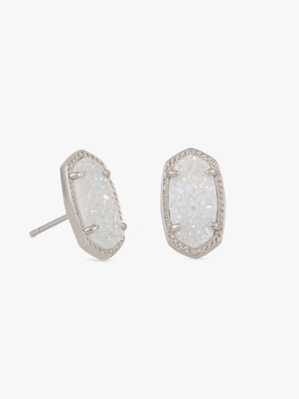 Kendra Scott White Druzy Octagon Stud Earrings